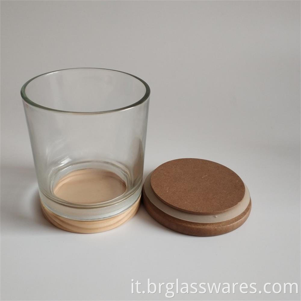 wooden top and wooden bottom glass candle jar5